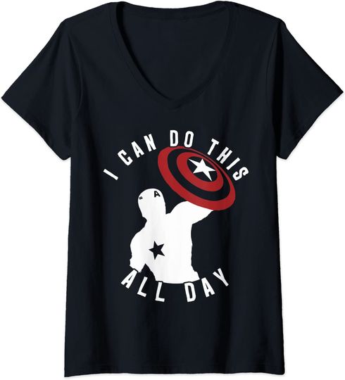 Discover T-shirt para Mulher Capitão América I Can Do This All Day Decote em V