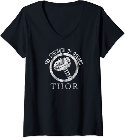Discover T-shirt para Mulher Thor The Strength of Asgard Decote em V