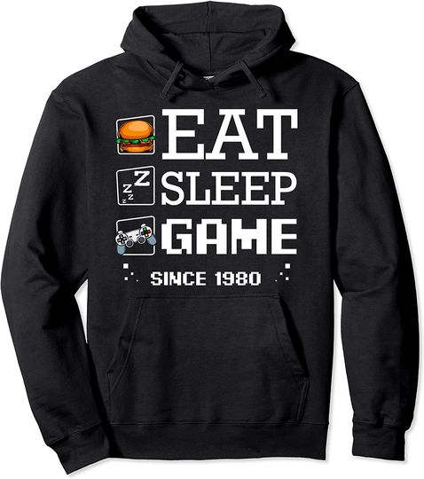 Discover Hoodie Unissexo Eat Sleep Game Since 1980