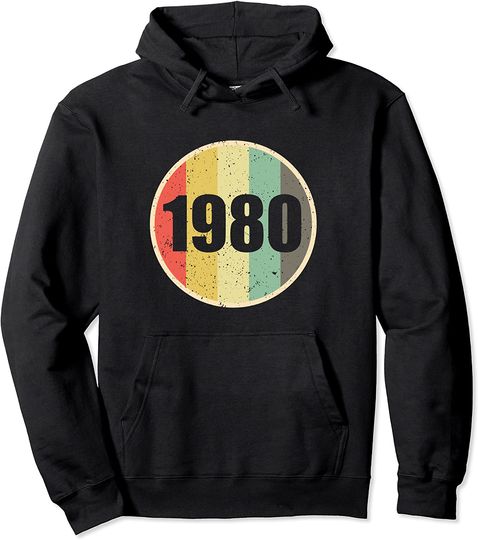 Discover Hoodie Unissexo com Distintivo Colorido 1980