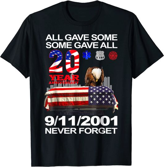 Discover T-shirt para Homem e Mulher Never Forget 9-11-2001 20th Anniversary