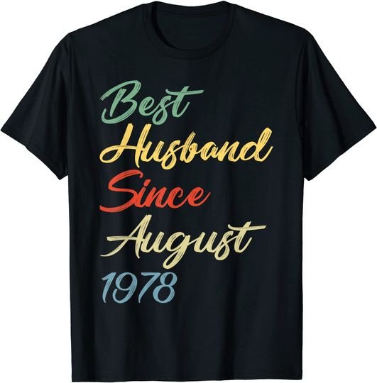 Discover T-shirt Unissexo Manga Curta Best Husband Since August 1978