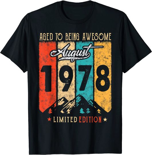Discover T-shirt Unissexo Manga Curta Aged To Being Awesome August 1978