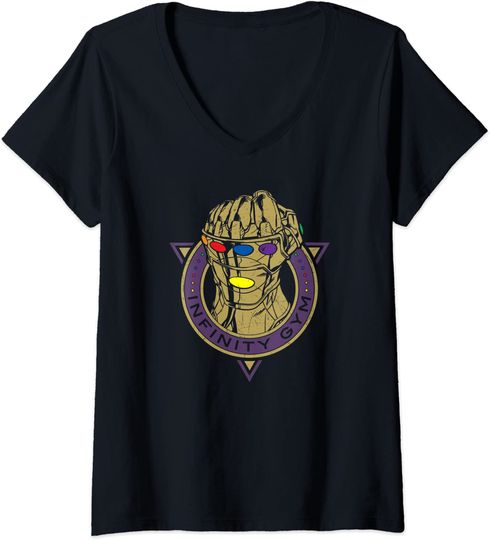 Discover T-shirt para Mulher Thanos Infinity Gauntlet Decote em V