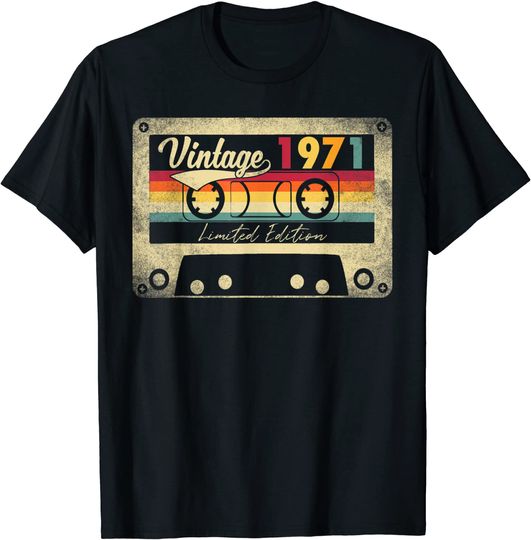 Discover T-shirt para Homem e Mulher Vintage 1971 com Cassete