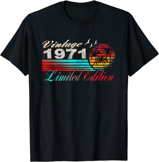 T-shirt para Homem e Mulher Nascido em 1971 Presente de Aniversário