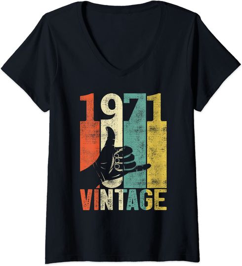 Discover T-shirt para Mulher Retro Vintage 1971 Decote em V