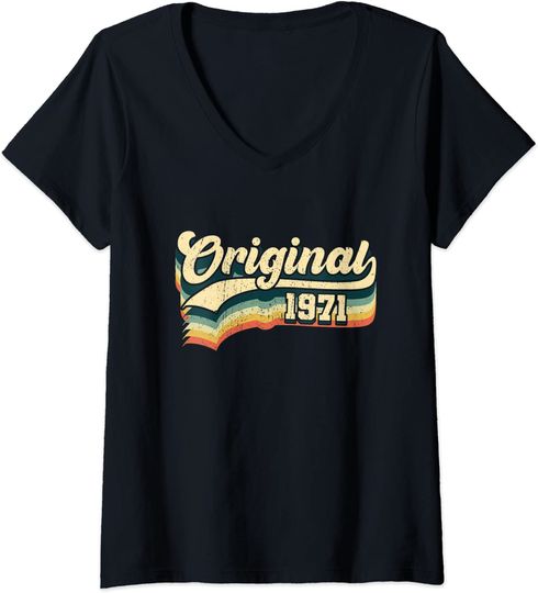 Discover T-shirt para Mulher 1971 Original Presente de Aniversário Decote em V