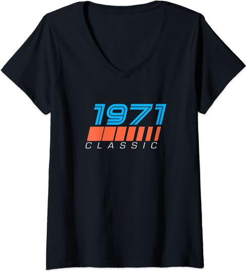 Discover T-shirt para Mulher Retro 1971 Classic Presente de Aniversário Decote em V