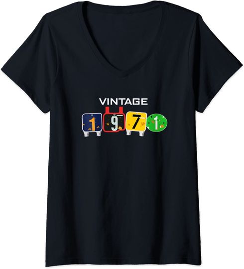 Discover T-shirt para Mulher Divertido Vintage 1971 Presente de Aniversário Decote em V