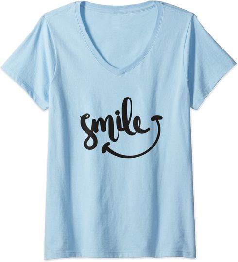 Discover T-shirt de Mulher com Decote Em V Smile