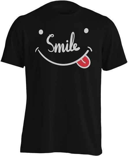 Discover T-shirt Unissexo Manga Curta Smile E Rosto com A Língua para Fora