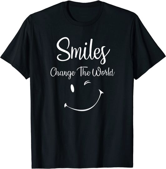 Discover T-shirt Unissexo Manga Curta Smiles Change The World