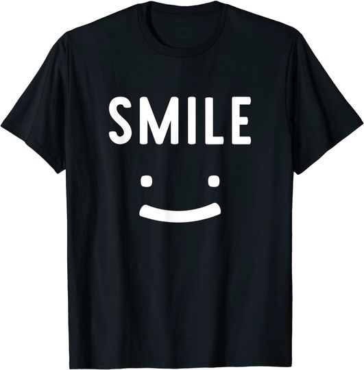 Discover T-shirt Unissexo Manga Curta Letra Smile E Rosto Sorridente