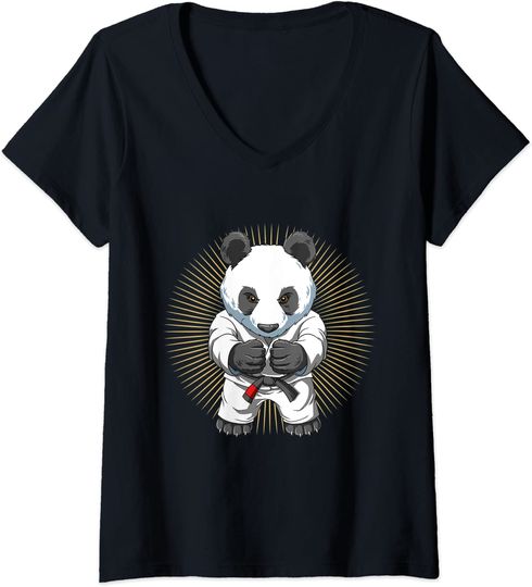 Discover T-shirt para Mulher Urso de Panda de Jiu Jitsu Decote em V