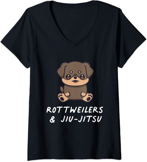 Discover T-shirt para Mulher com Cães Rottweilers & Jiu-Jitsu Decote em V