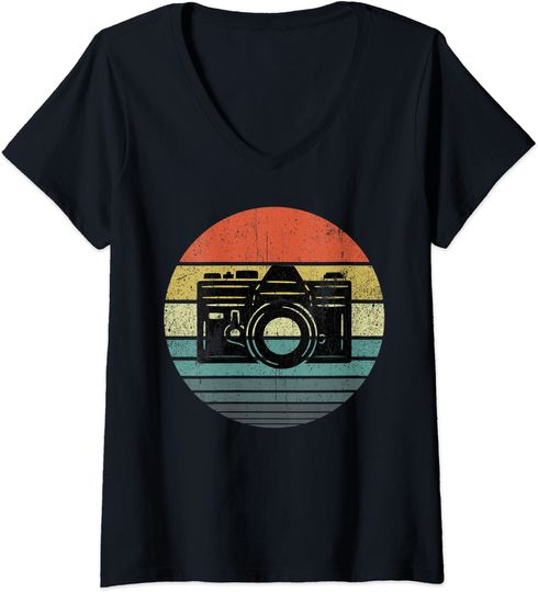 Discover T-shirt de Mulher com Decote Em V Fotografia Câmara Vintage