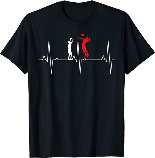 Discover T-shirt para Homem e Mulher Batido de Coração com Voleibol