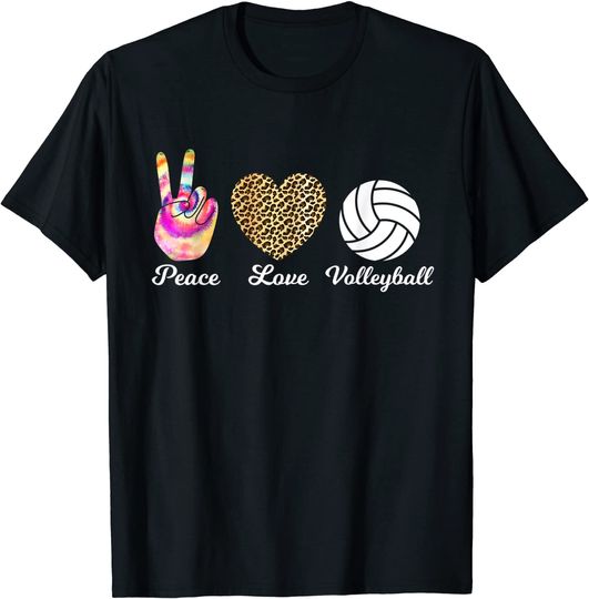 Discover T-shirt para Homem e Mulher Paz Amor e Voleibol