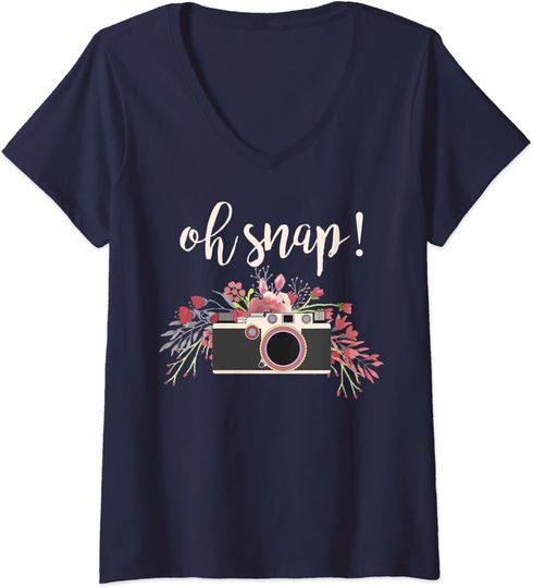 Discover T-shirt de Mulher com Decote Em V Oh Snap