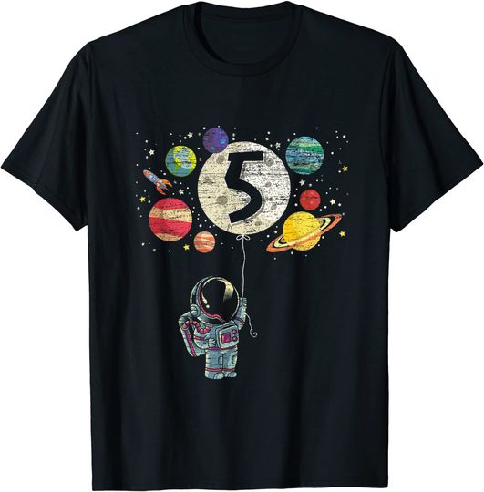 Discover T-shirt Unissexo Manga Curta 5 Anos de Aniversário Astronauta