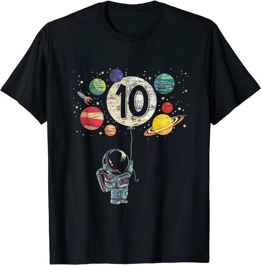 Discover T-shirt Unissexo Manga Curta 10 Anos de Aniversário Astronauta