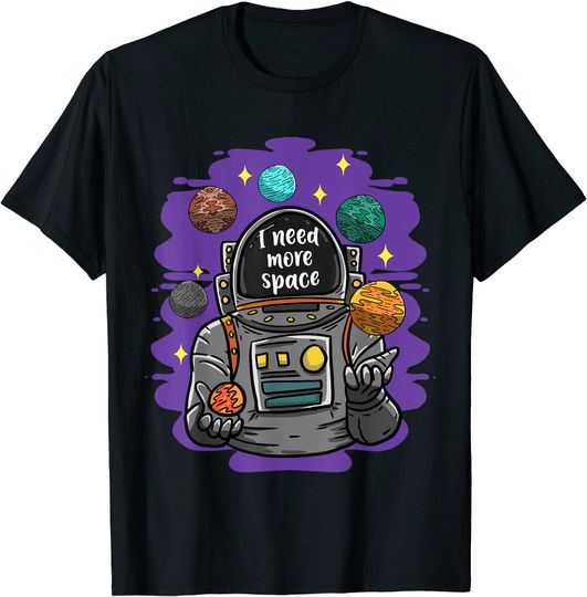 Discover T-shirt Unissexo Manga Curta Astronauta I Need More Space