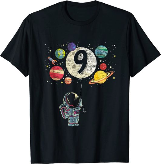 Discover T-shirt Unissexo Manga Curta 9 Anos de Aniversário Astronauta
