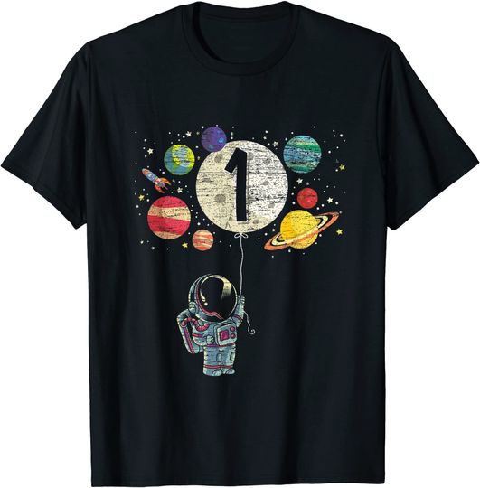 Discover T-shirt Unissexo Manga Curta 1 Anos de Aniversário Astronauta