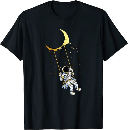 Discover T-shirt Unissexo Manga Curta Astronauta Na Lua