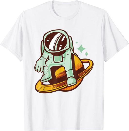 Discover T-shirt Unissexo Manga Curta Astronauta No Espaço
