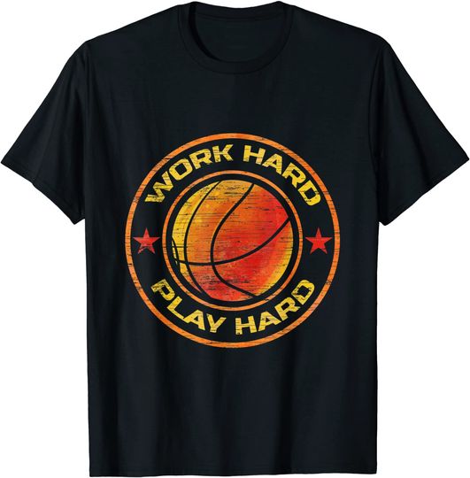 Discover T-shirt para Homem e Mulher Basquetebol Work Hard Play Hard