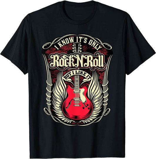 T-shirt para Homem e Mulher I don’t Know Rock N Roll But I Like It