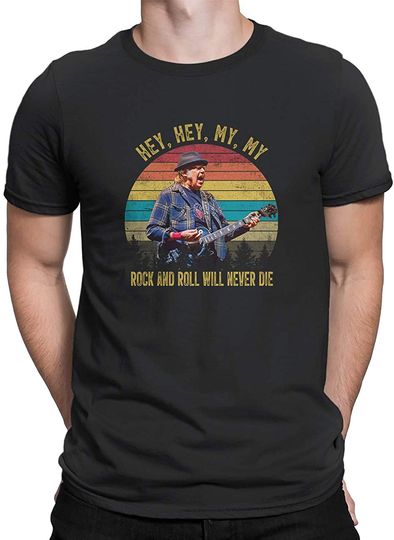 T-shirt para Homem Hey Rock N Roll Will Never Die