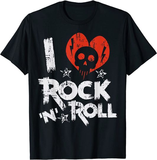 Discover T-shirt para Homem e Mulher Amor de Rock N Roll