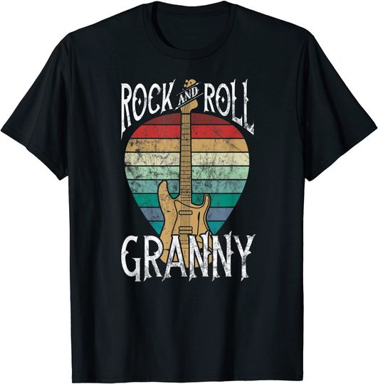 T-shirt para Homem e Mulher Presente Vintage Rock N Roll Granny