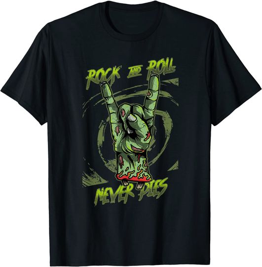 T-shirt para Homem e Mulher Rock N Roll Never Dies