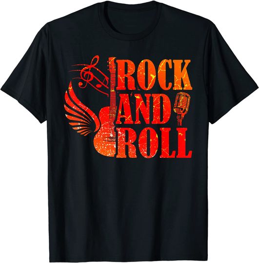 T-shirt para Homem e Mulher Música Retro Rock N Roll