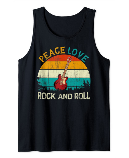 Camisola sem Mangas Unissexo Vintage Peace Love Rock N Roll