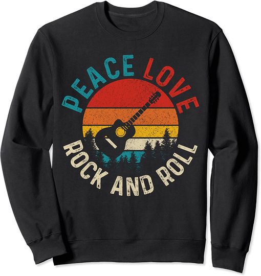 Suéter Unissexo Vintage Peace Love Rock N Roll