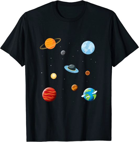 Discover T-shirt Unissexo Manga Curta Planetas No Espaço