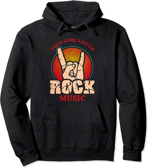 Discover Hoodie Unissexo Rock N Roll This Girl loves Rock Music Retro