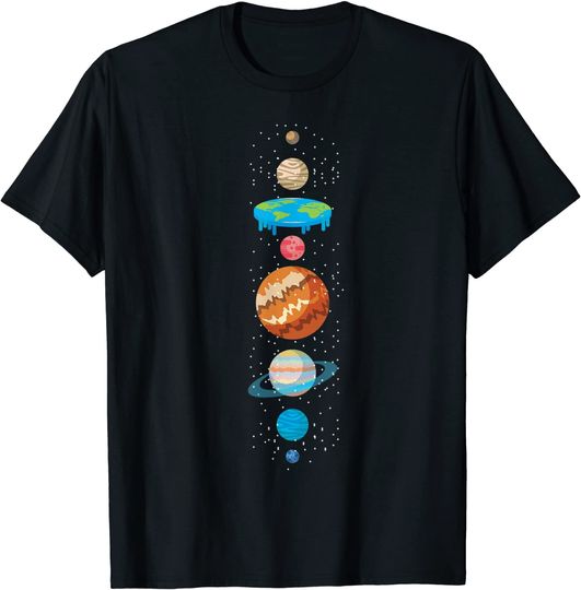 Discover T-shirt Unissexo Manga Curta Planetas Estrelas No Espaço