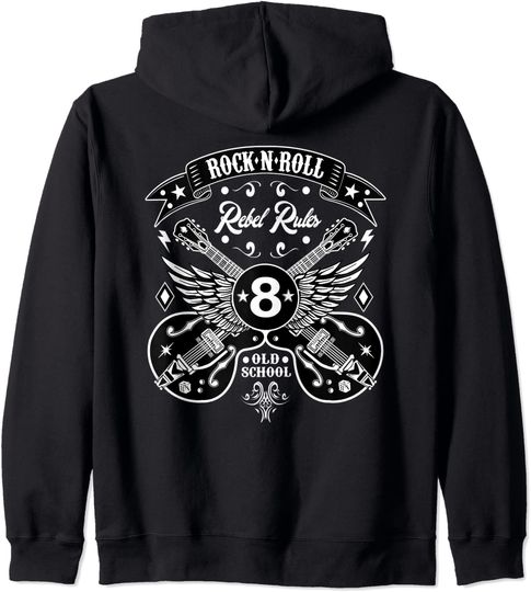 Discover Hoodie Unissexo Rock And Roll e Guitarra Old School