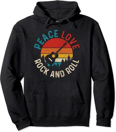 Discover Hoodie Unissexo Vintage Peace Love Rock N Roll