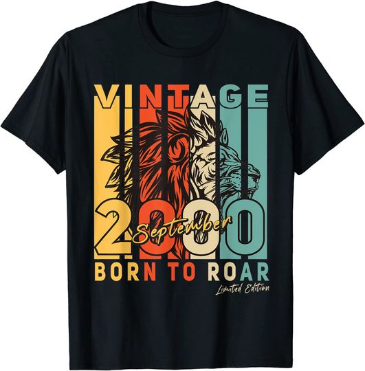 T-shirt Unissexo Manga Curta Vintage September 2000 Born To Roar