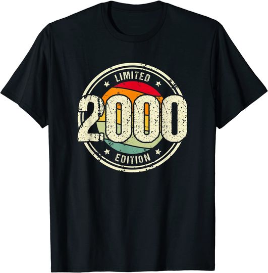 Discover T-shirt Unissexo Manga Curta com Distintivo 2000 Edição Limitada