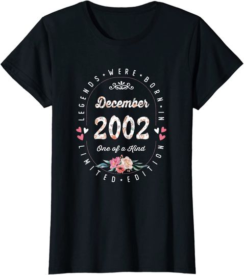 Discover T-shirt Unissexo com Decote Em V Flores Dezembro 2002 Presente De Aniversário