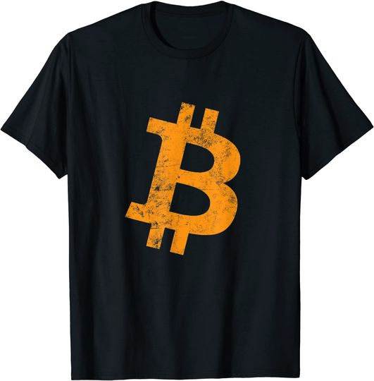Discover T-shirt para Homem e Mulher Vintage Bitcoin Logo Crypto