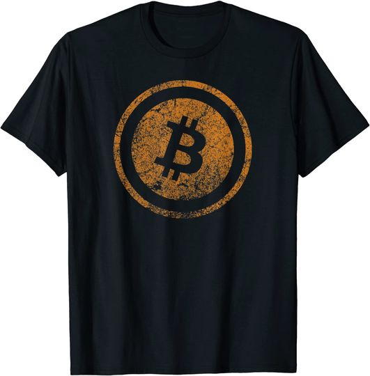 T-shirt para Homem e Mulher com Logo Bitcoin Moeda Virtual